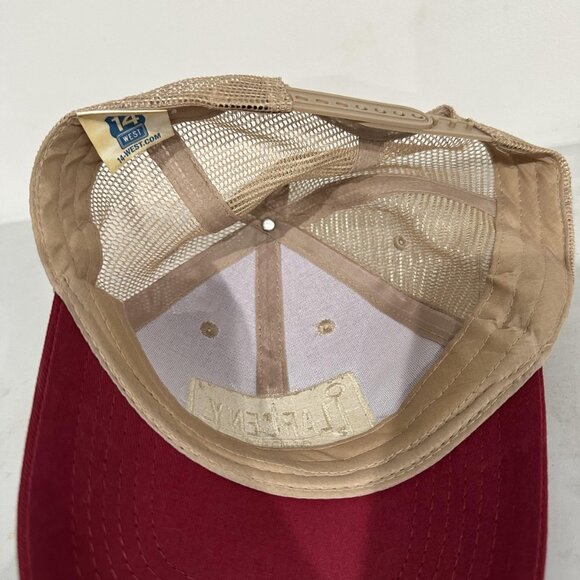 Larceny Bourbon Hat Cap Snap Back Red Tan Trucker Mesh Whiskey Advertising Mens - Picture 7 of 9